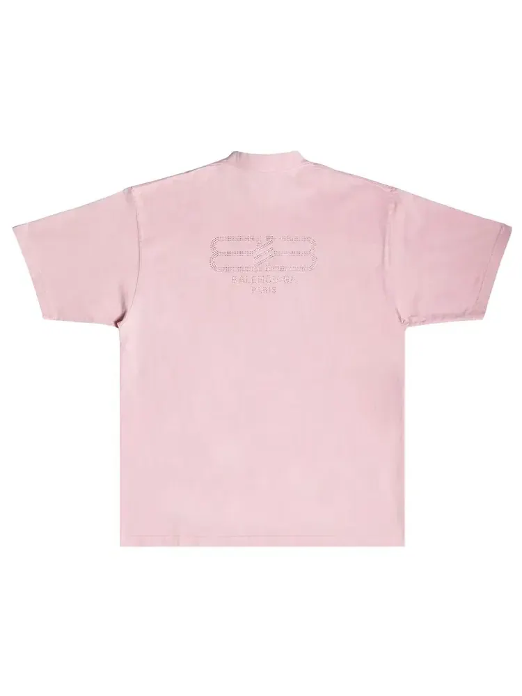 Футболка Balenciaga Paris Strass — изображение 2 из 2, розовый