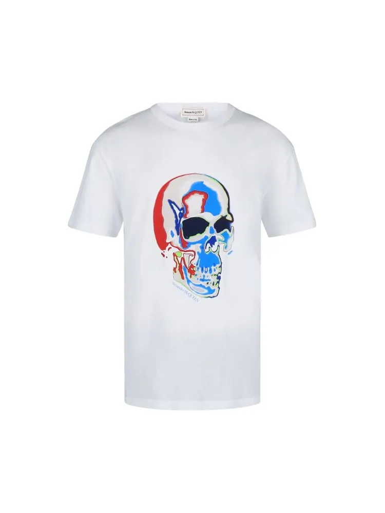 Футболка Alexander McQueen Solarized Skull Graphic T-Shirt — изображение 1 из 2, белый
