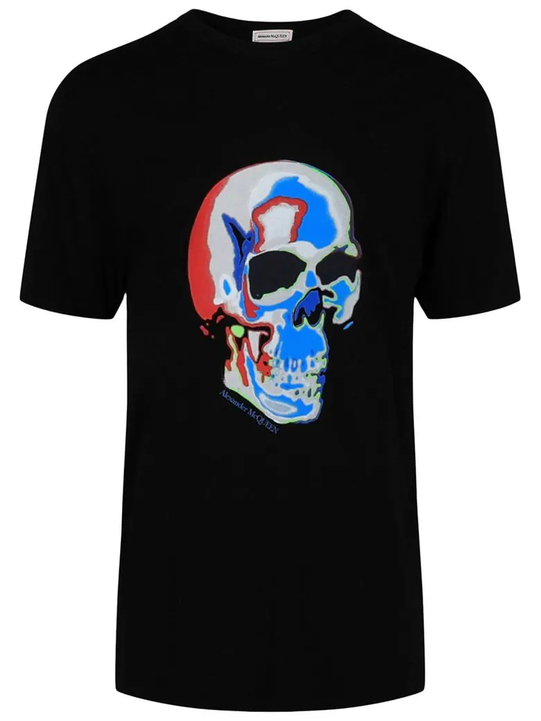 Футболка Alexander McQueen Solarized Skull Graphic T-Shirt — изображение 1 из 2, черный