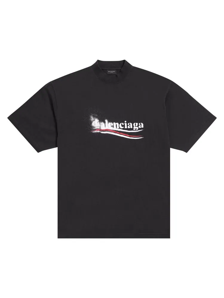 Футболка Balenciaga Political Stencil T-Shirt 'Faded Black/White'