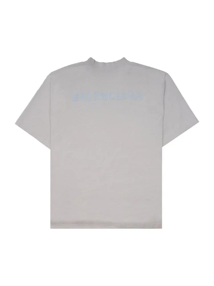Футболка Balenciaga Reflective Logo T-Shirt Off White — изображение 2 из 2, кремовый