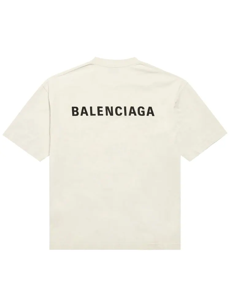Футболка Balenciaga Medium Fit — изображение 2 из 2, бежевый