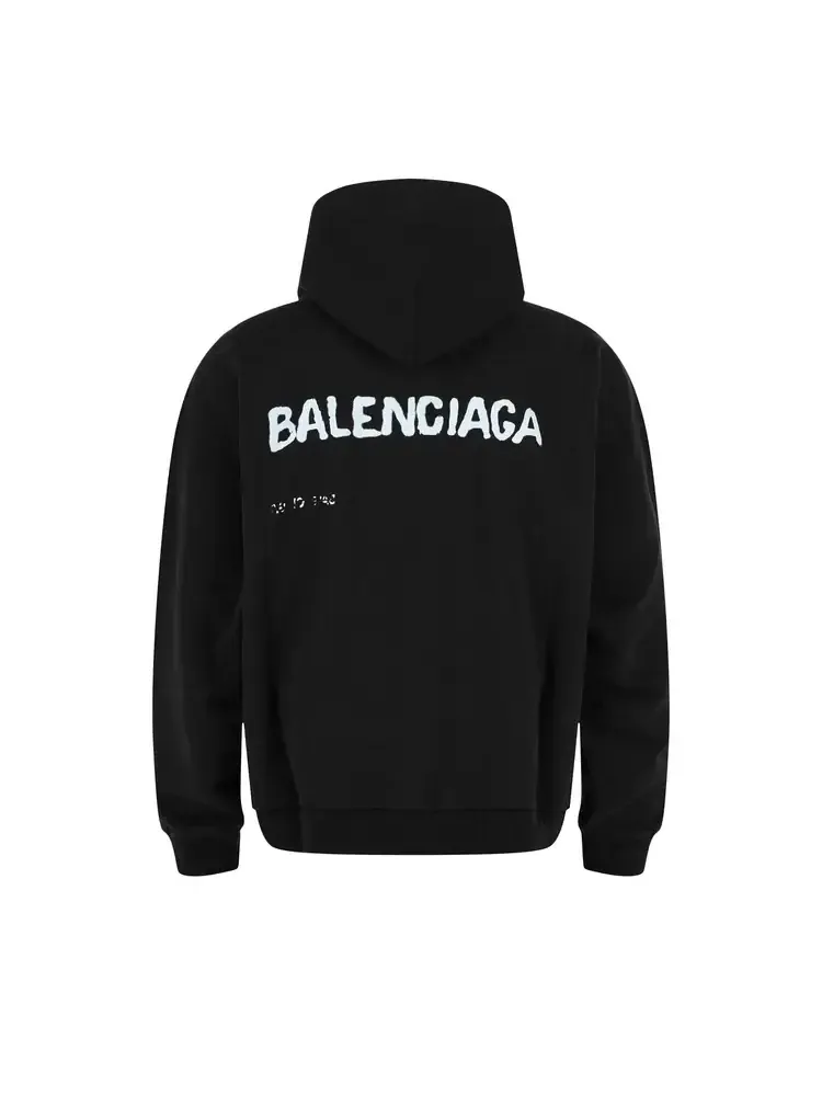 Худи Balenciaga с рисунком, выполненным вручную — изображение 2 из 2, черный и белый