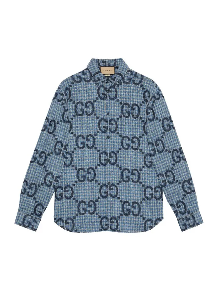 Рубашка Gucci Check Shirt — изображение 1 из 1, синий