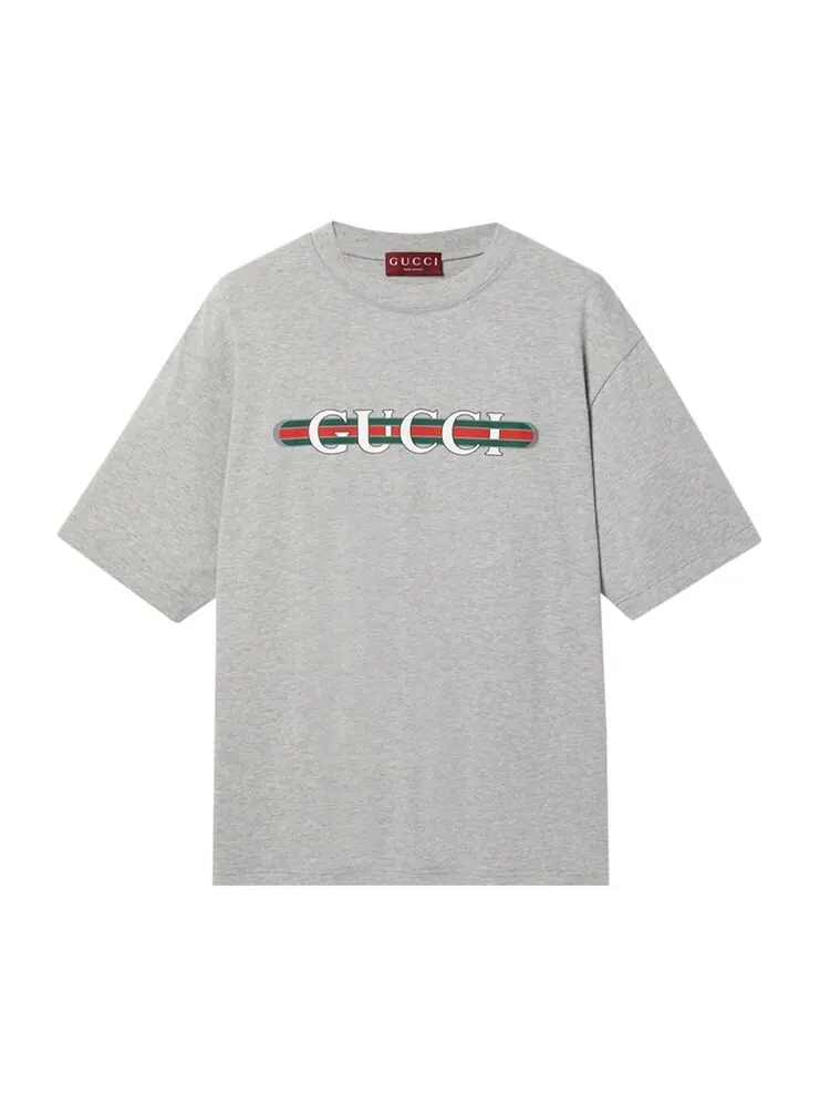 Футболка Gucci Web Logo T-Shirt Grey Melange