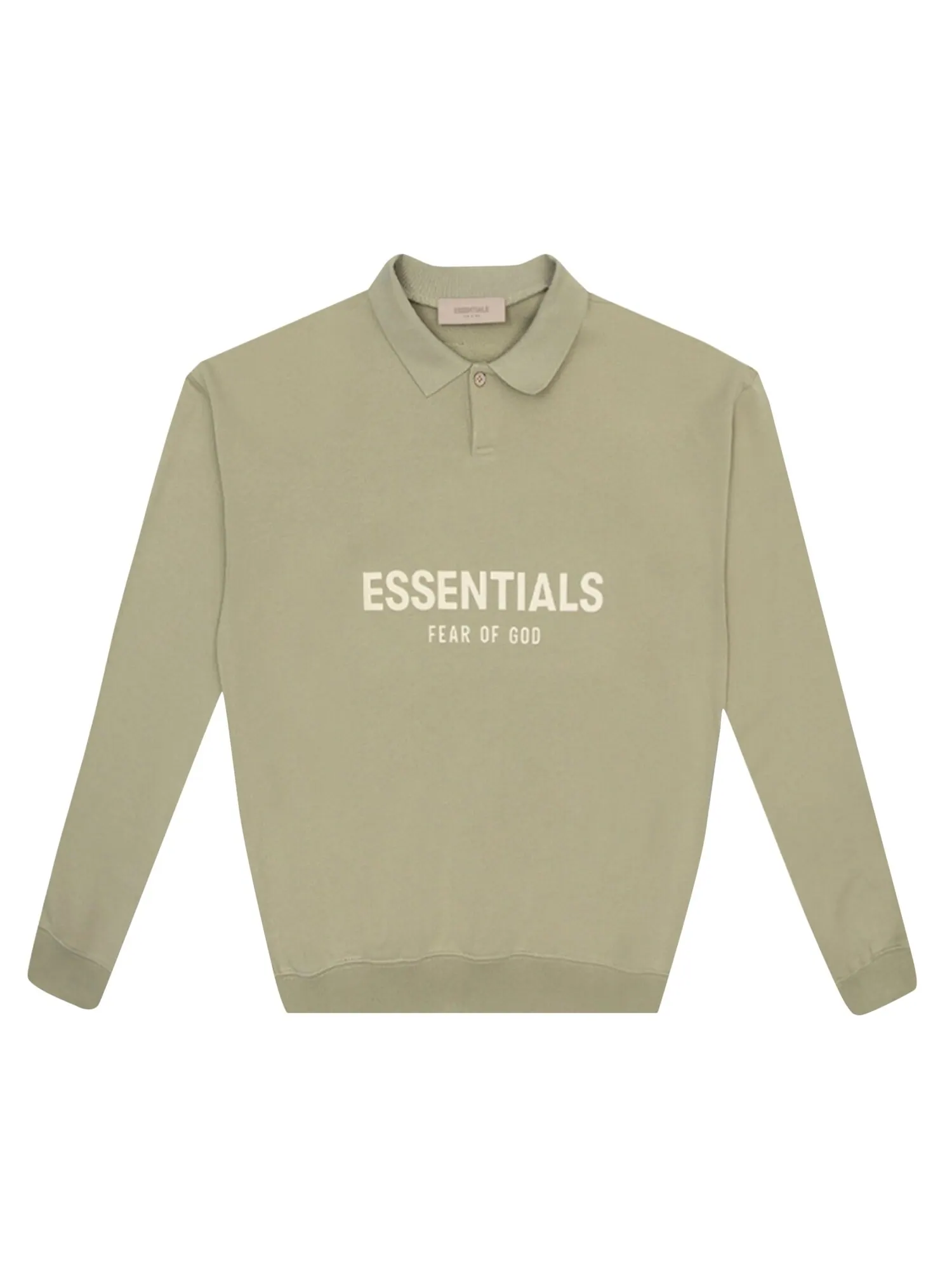 Детская рубашка-поло с длинными рукавами Fear of God Essentials, цвет Морская пена — 1