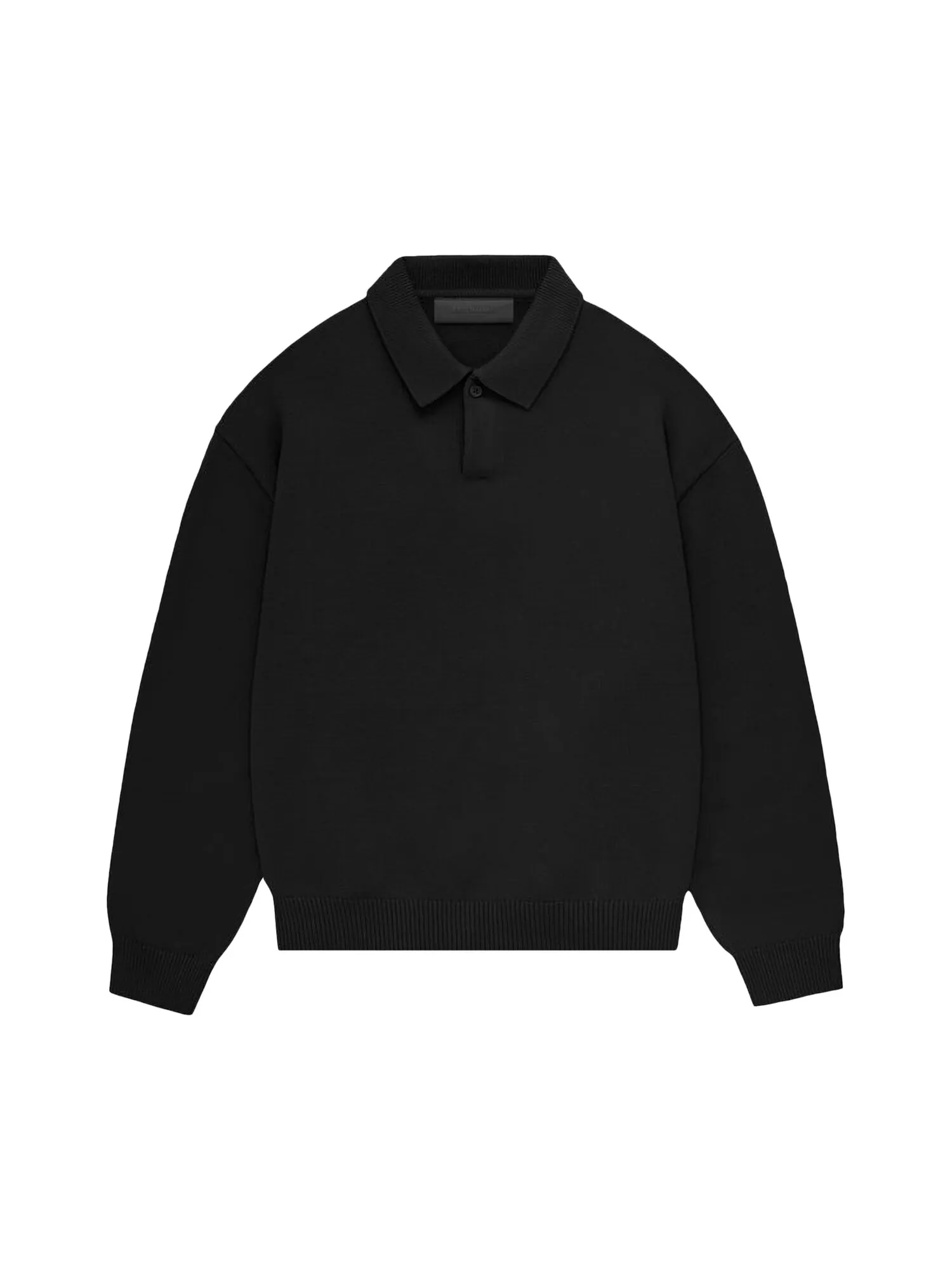 Вязаная рубашка-поло для детей Fear of God Essentials цвета угольно-черного цвета — изображение 1 из 2, черный