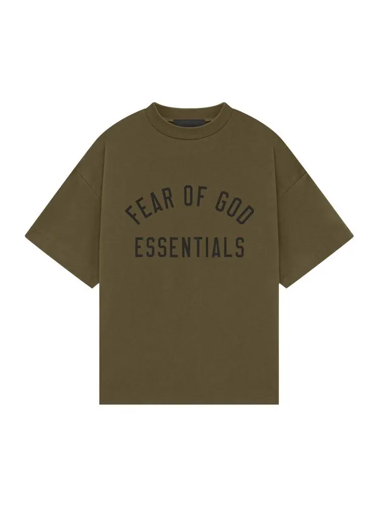 Футболка Fear of God Essentials Kids Jersey Crewneck Tee Olive — изображение 1 из 2, оливковый