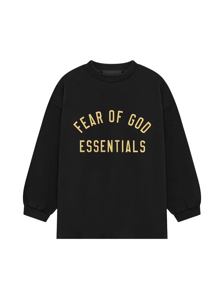 Футболка Fear of God Essentials Kids Jersey Long-Sleeve Tee Black — изображение 1 из 2, черный