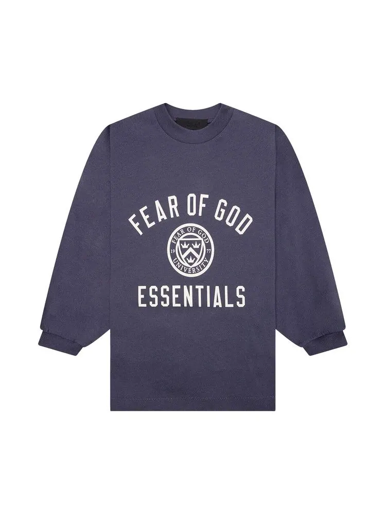 Футболка Fear of God Essentials Kids Jersey Long-Sleeve Tee — изображение 1 из 2, морской