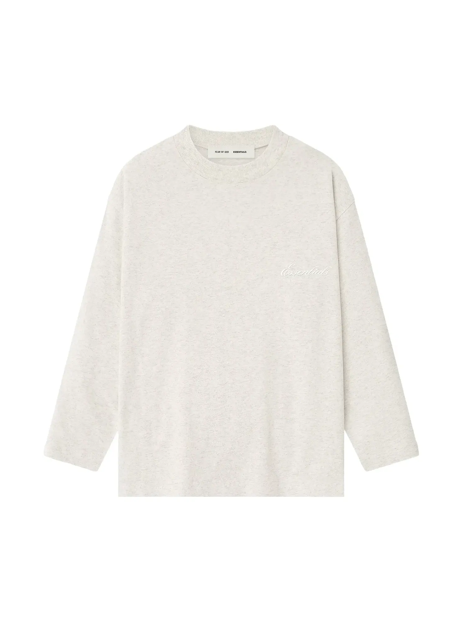 Классическая футболка с длинными рукавами и вышивкой Fear of God Essentials — изображение 1 из 2, овсяный