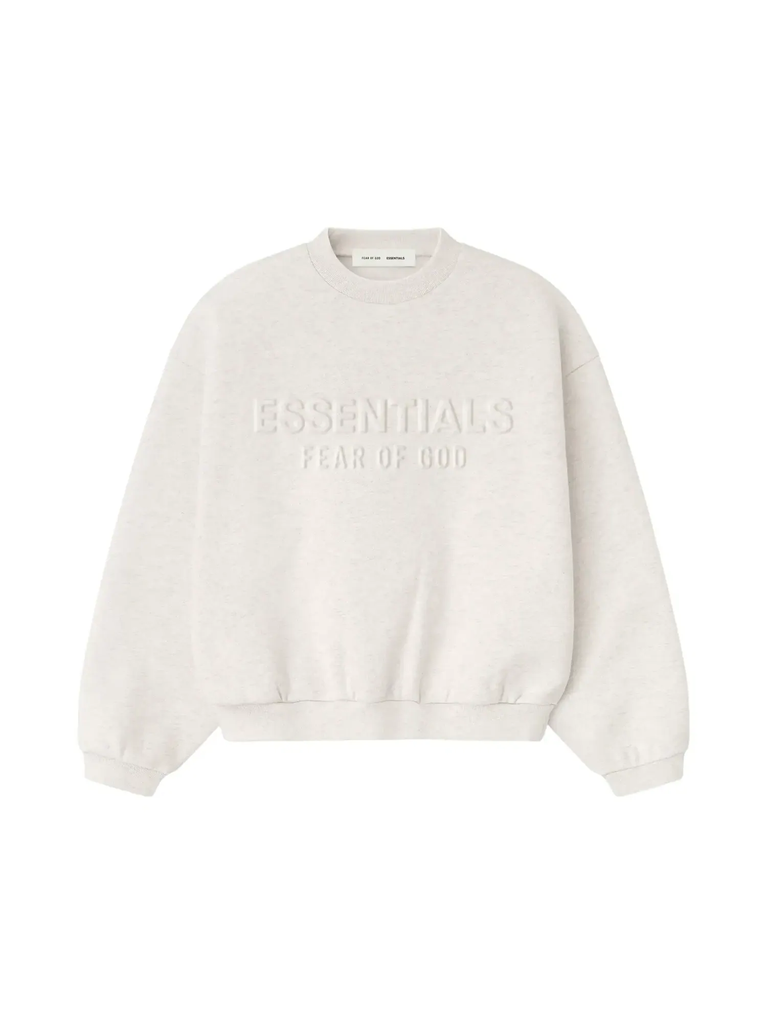 Классическая толстовка с круглым вырезом и тиснением Fear of God Essentials — изображение 1 из 2, овсяный