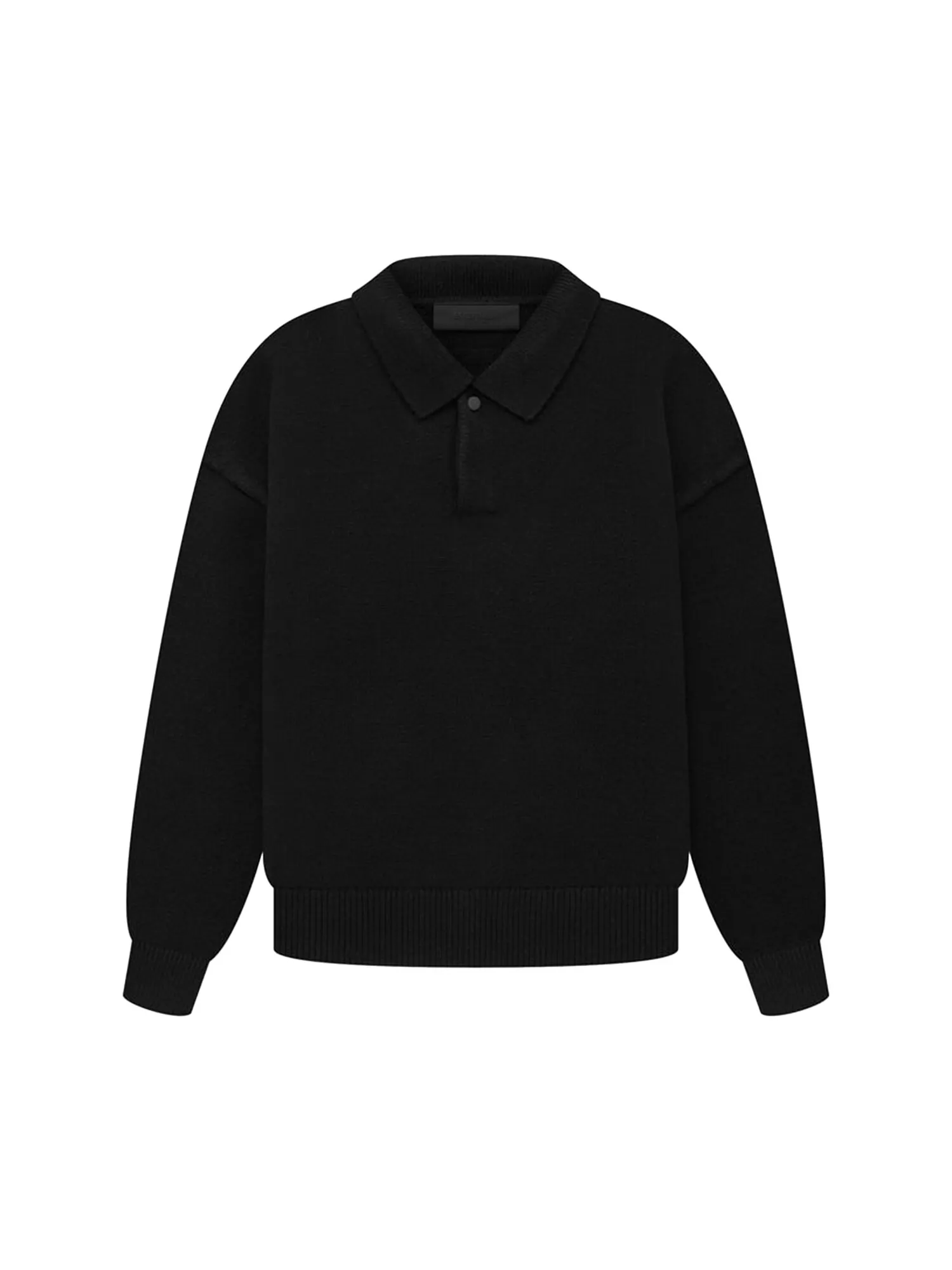 Вязаная рубашка-поло для детей Fear of God Essentials цвета угольно-черного цвета — изображение 1 из 1, черный