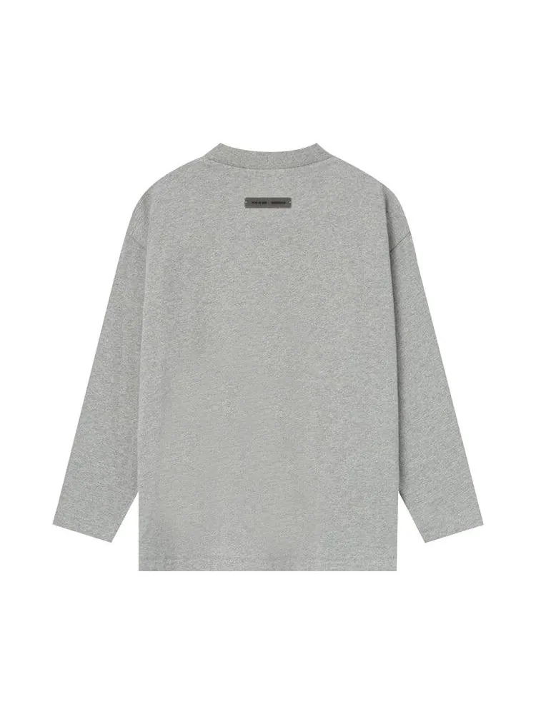 Футболка Fear of God Essentials Kids Classic Long-Sleeve T-Shirt, Concrete Heather — изображение 2 из 2, серый
