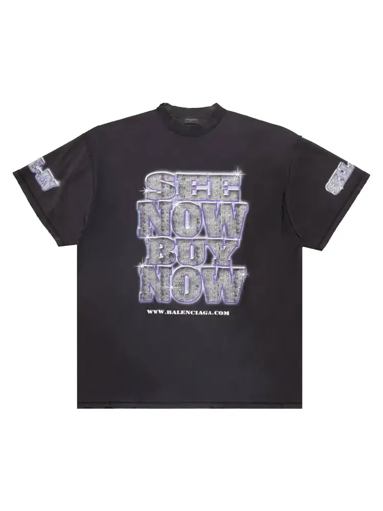 Футболка Balenciaga Letter Print Distressed Oversized