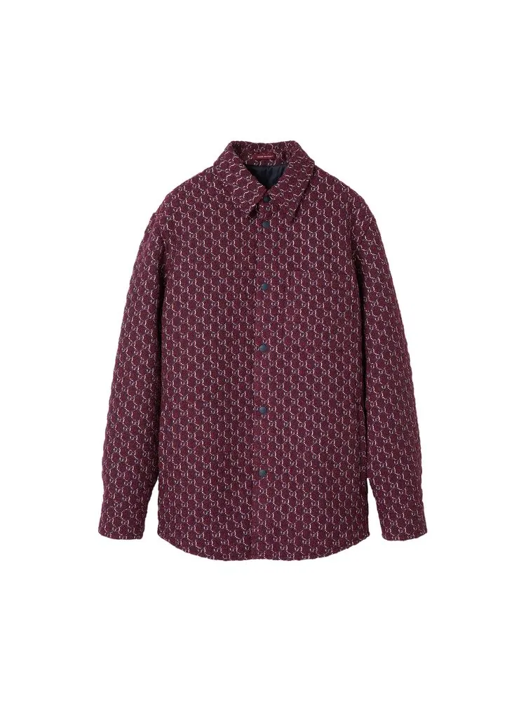 Рубашка Gucci Bouclé Wool Jacquard Shirt — изображение 1 из 1, бордовый/синий