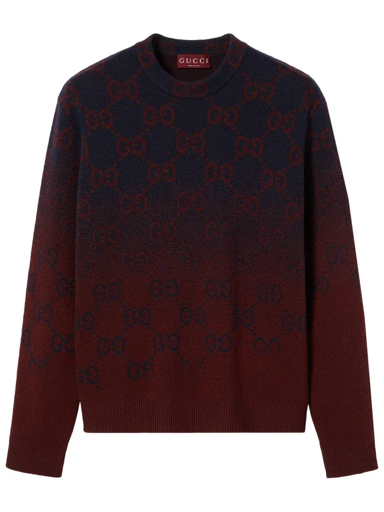Свитер Gucci Degrade Wool Jacquard Sweater 'Ink/Bordeaux'