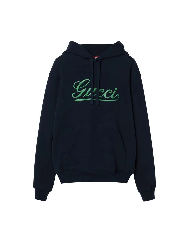 Худи Gucci Script Logo Hoodie — изображение 1 из 1, темно-синий