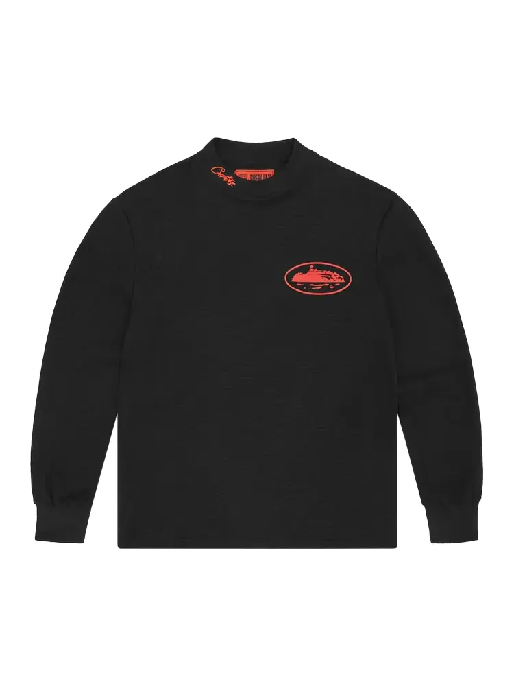 Лонгслив Corteiz Alcatraz Waffle 'Black/Red' — изображение 1 из 1, черный