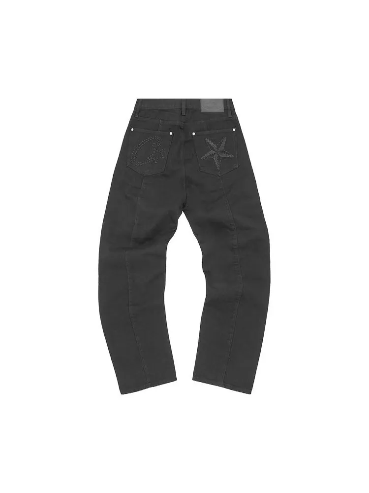 Джинсы Corteiz C-Star Stitch-Down Jeans — изображение 2 из 2, черный