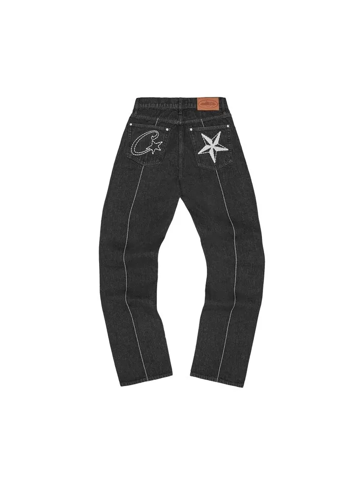 Джинсы Corteiz C-Star Stitch-Down 'Triple Black' — изображение 2 из 2, черный