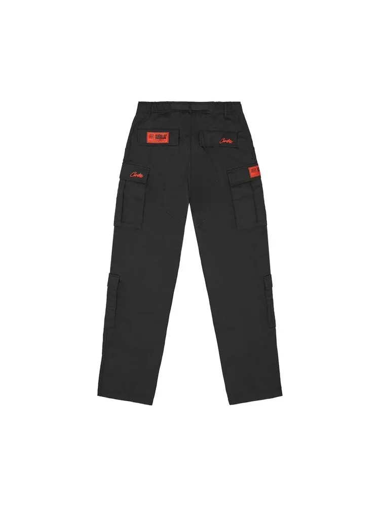Брюки Corteiz Guerillaz* Cargos — изображение 2 из 2, черный/красный