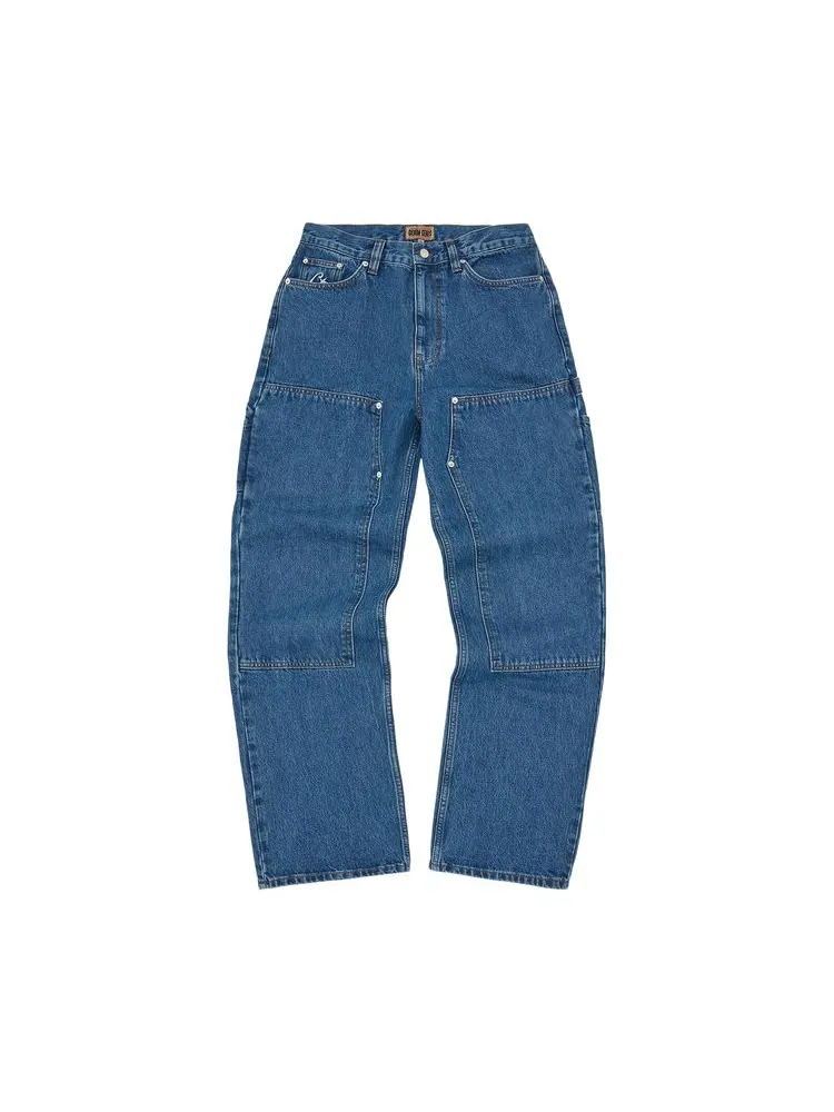 Брюки Corteiz CRTZ Embossed C-Star Denim Work Pant Blue — изображение 1 из 2, синий