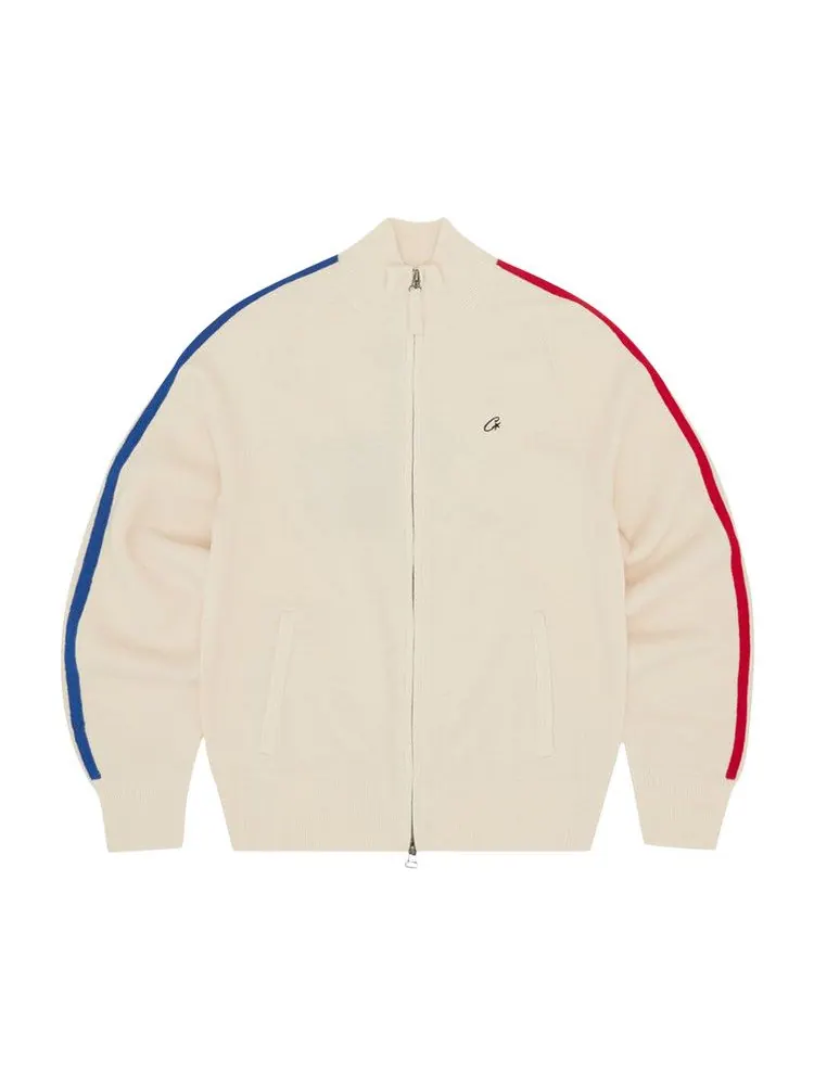 Куртка Corteiz Knit Zip Up Fleece — изображение 1 из 2, бежевый