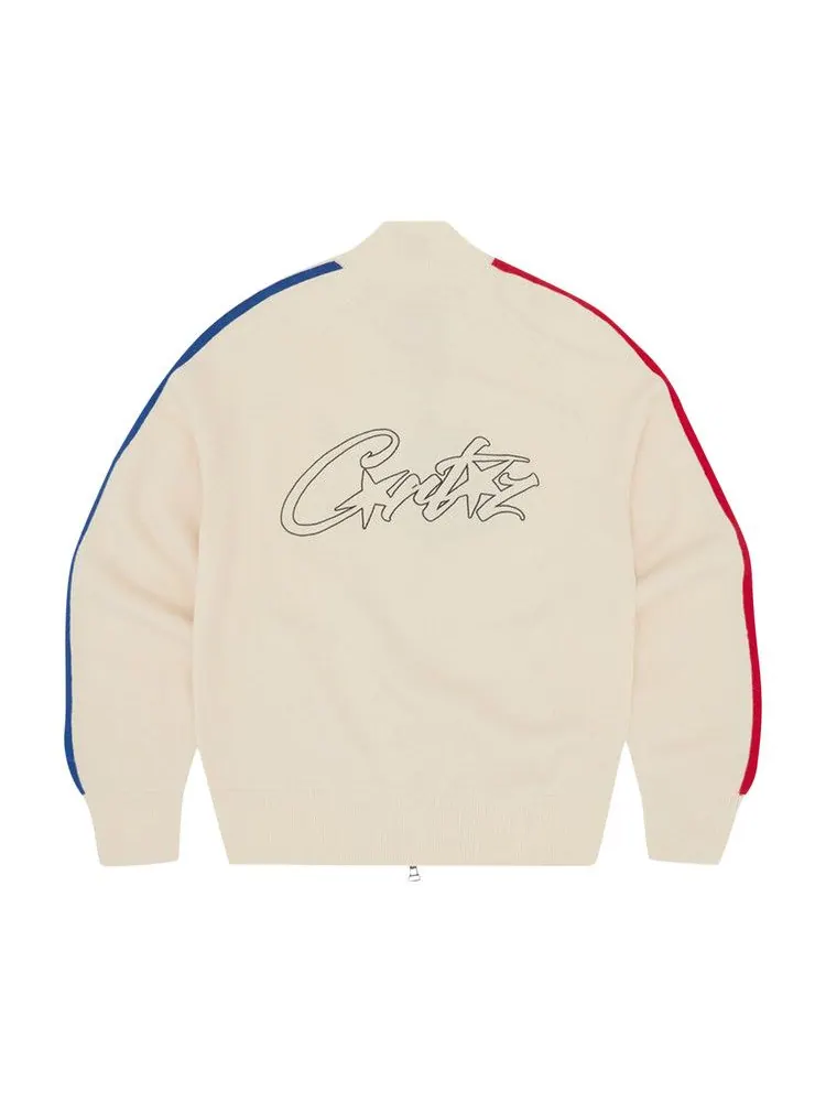 Куртка Corteiz Knit Zip Up Fleece — изображение 2 из 2, бежевый
