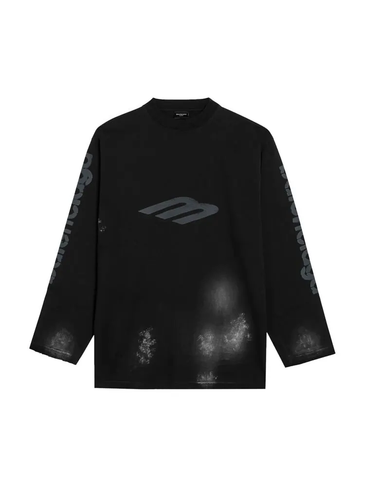 Футболка Balenciaga 3B Stencil Vintage Jersey T-Shirt Faded Black