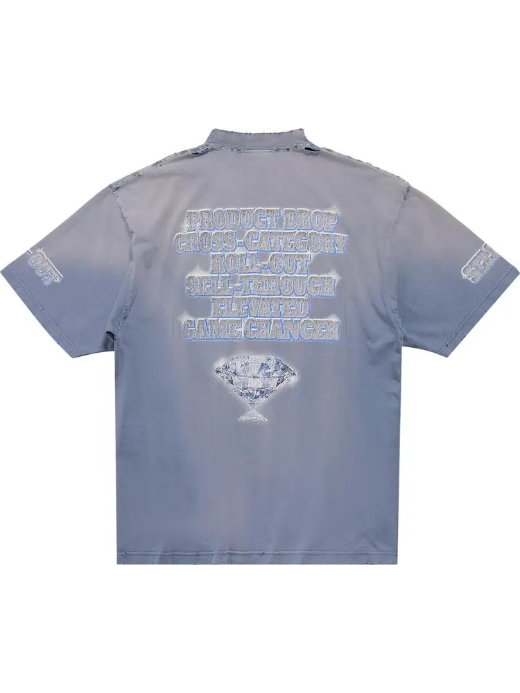 Футболка Balenciaga 'Washed Blue' — изображение 2 из 2, синий