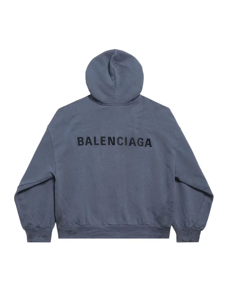 Худи Balenciaga Back Zip Up Hoodie Regular Fit — изображение 2 из 2, темный синий/черный
