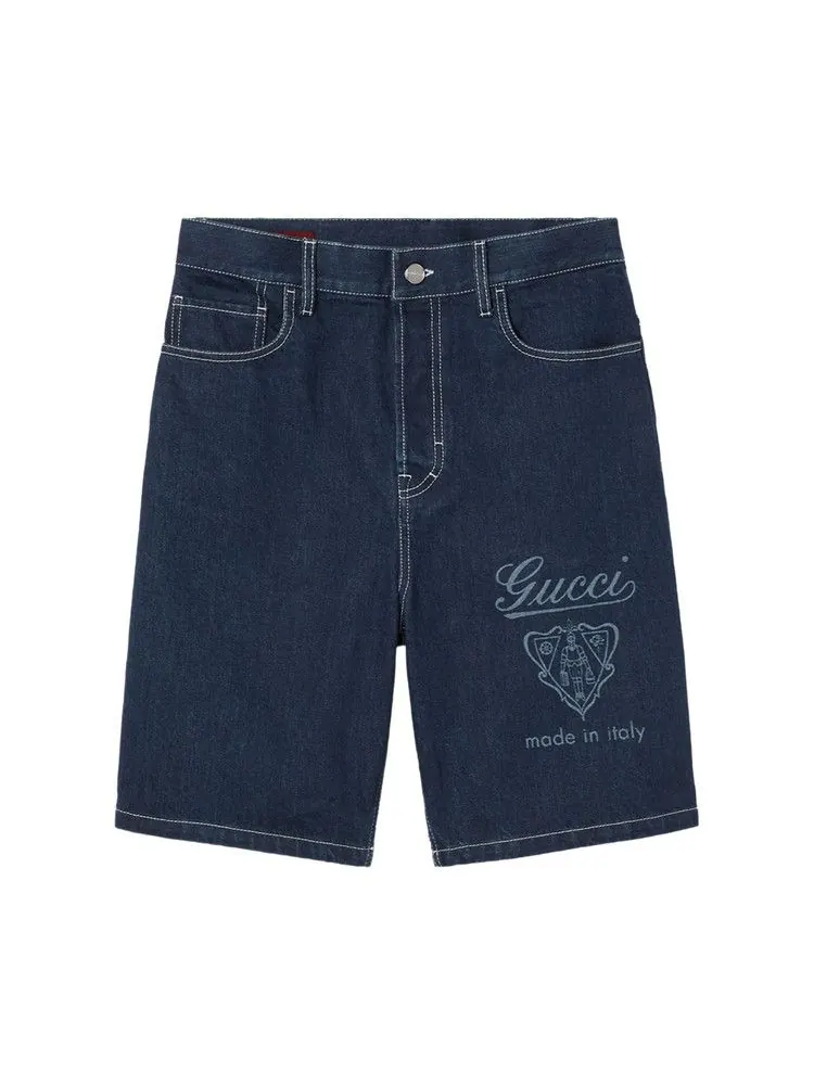 Шорты Gucci Lasered Denim Shorts