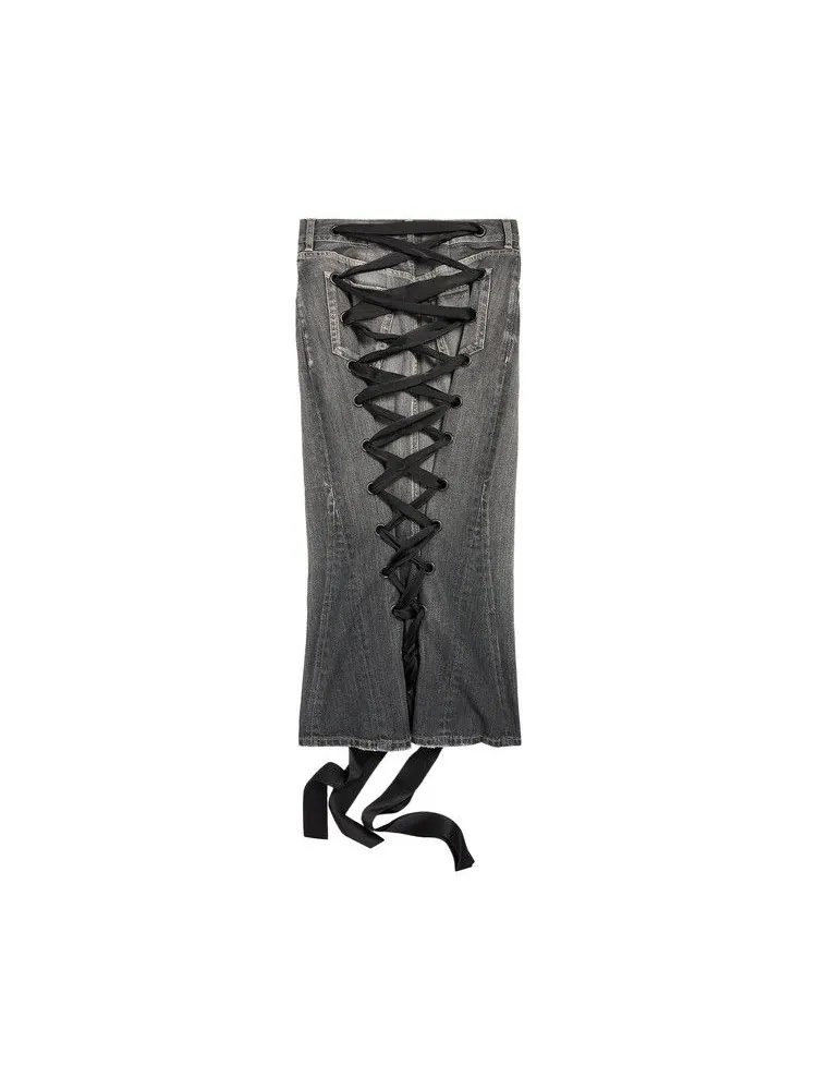Юбка Balenciaga Lace-Up Skirt — изображение 2 из 2, серый