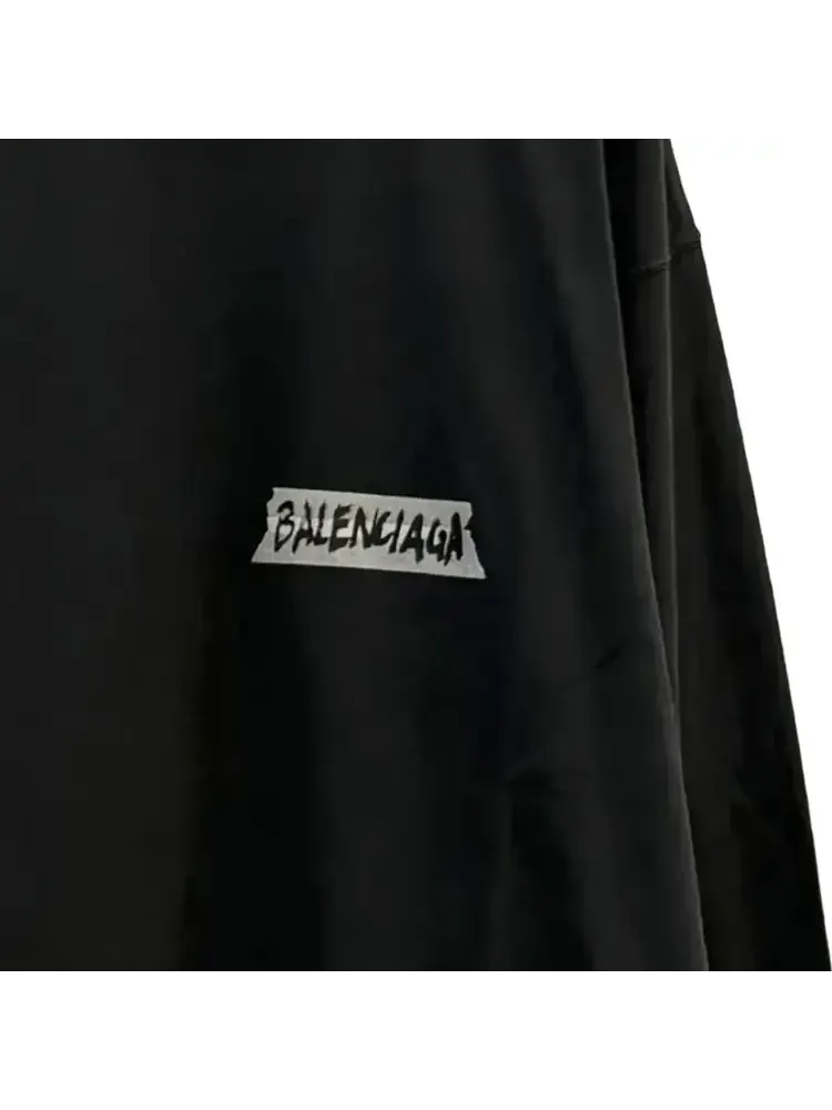 Футболка Balenciaga с длинными рукавами и круглым вырезом, свободного кроя — изображение 3 из 3, черный