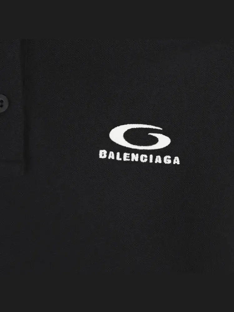 Футболка-поло Balenciaga с коротким рукавом — изображение 3 из 3, черно-белая