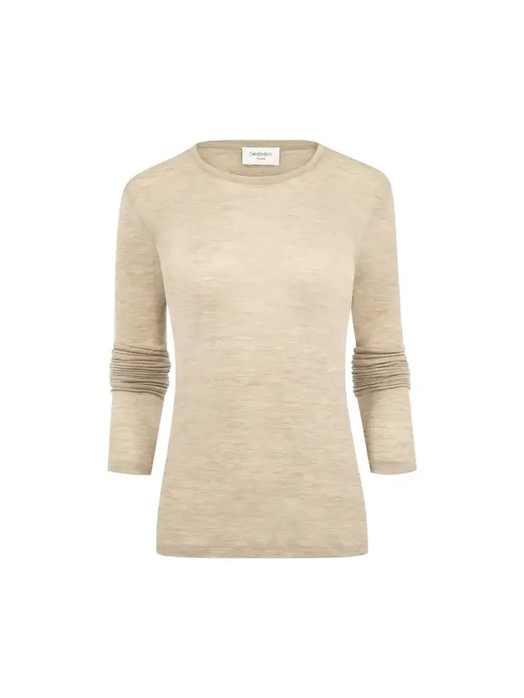 Футболка с длинными рукавами Saint Laurent Jersey — изображение 1 из 2, бежевый