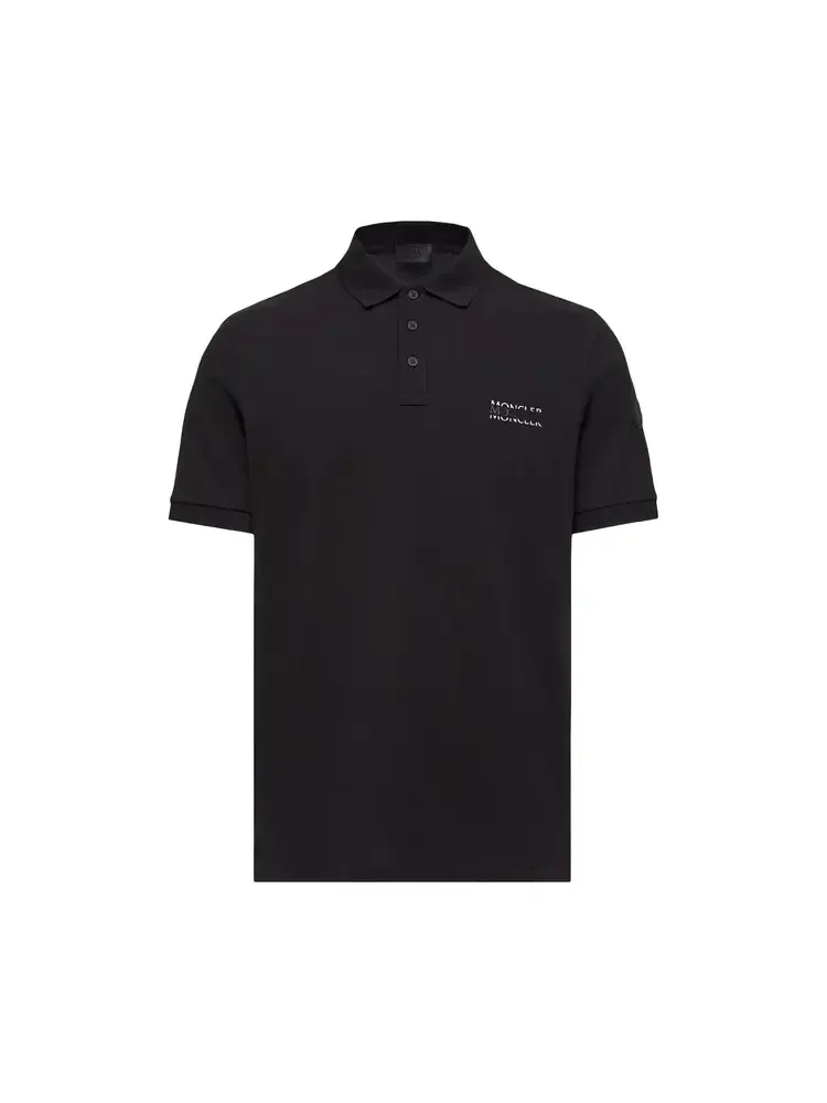 Поло с коротким рукавом Moncler, черное — изображение 1 из 1, черный