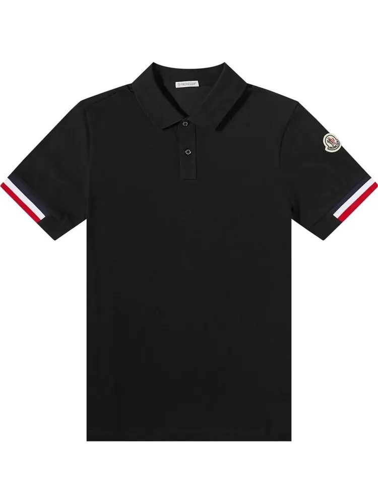 Рубашка Moncler Logo Patch Short-Sleeve Polo Shirt 'Black' — изображение 1 из 1, черный