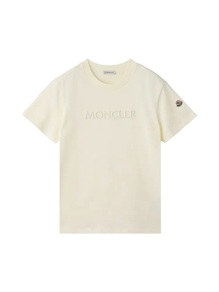 Футболка Moncler с круглым вырезом и короткими рукавами — изображение 1 из 1, белый