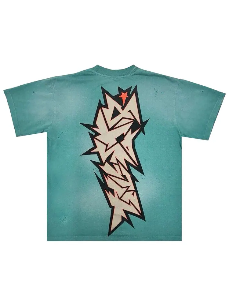 Футболка Hellstar Crack Print T-Shirt 'Green' — изображение 2 из 2, зеленый