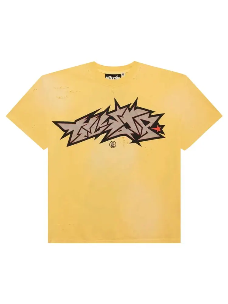 Футболка Hellstar Crack Print T-Shirt 'Yellow' — изображение 1 из 2, желтый