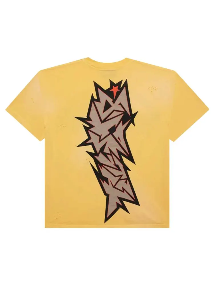 Футболка Hellstar Crack Print T-Shirt 'Yellow' — изображение 2 из 2, желтый
