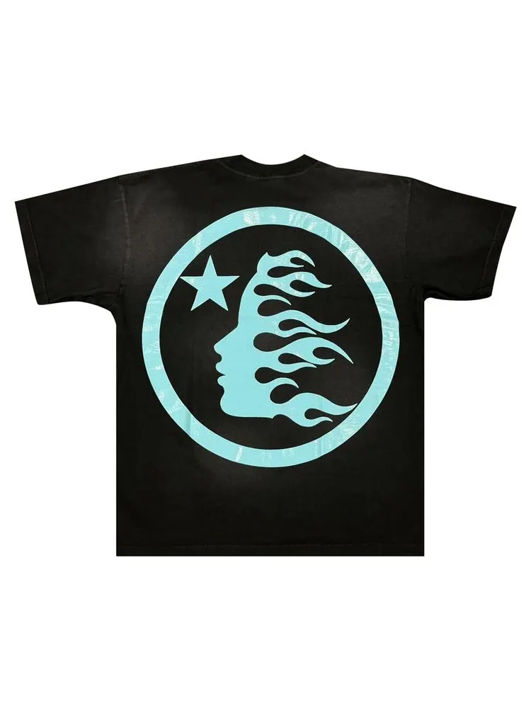Футболка Hellstar Sports Core Logo T-Shirt 'Black/Aqua Blue' — изображение 2 из 2, черный/голубой синий