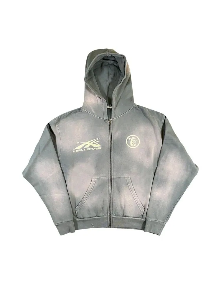 Толстовка Hellstar Zip Up Sweatshirt Grey — изображение 1 из 2, серый