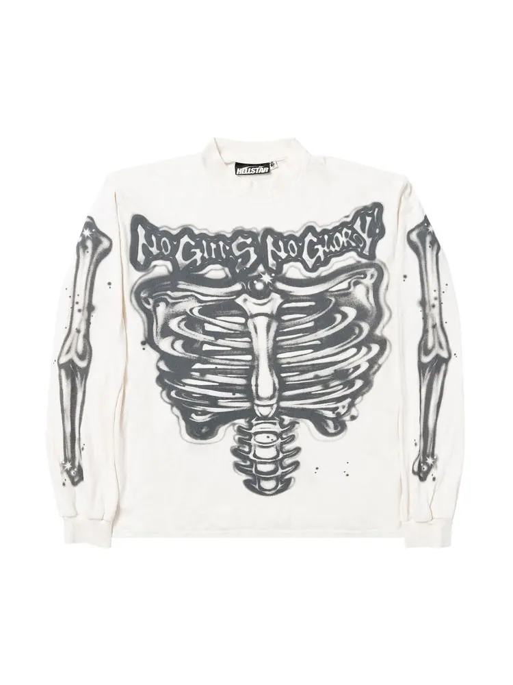 Лонгслив Hellstar Airbrush Bones Long-Sleeve 'White' — изображение 1 из 2, белый