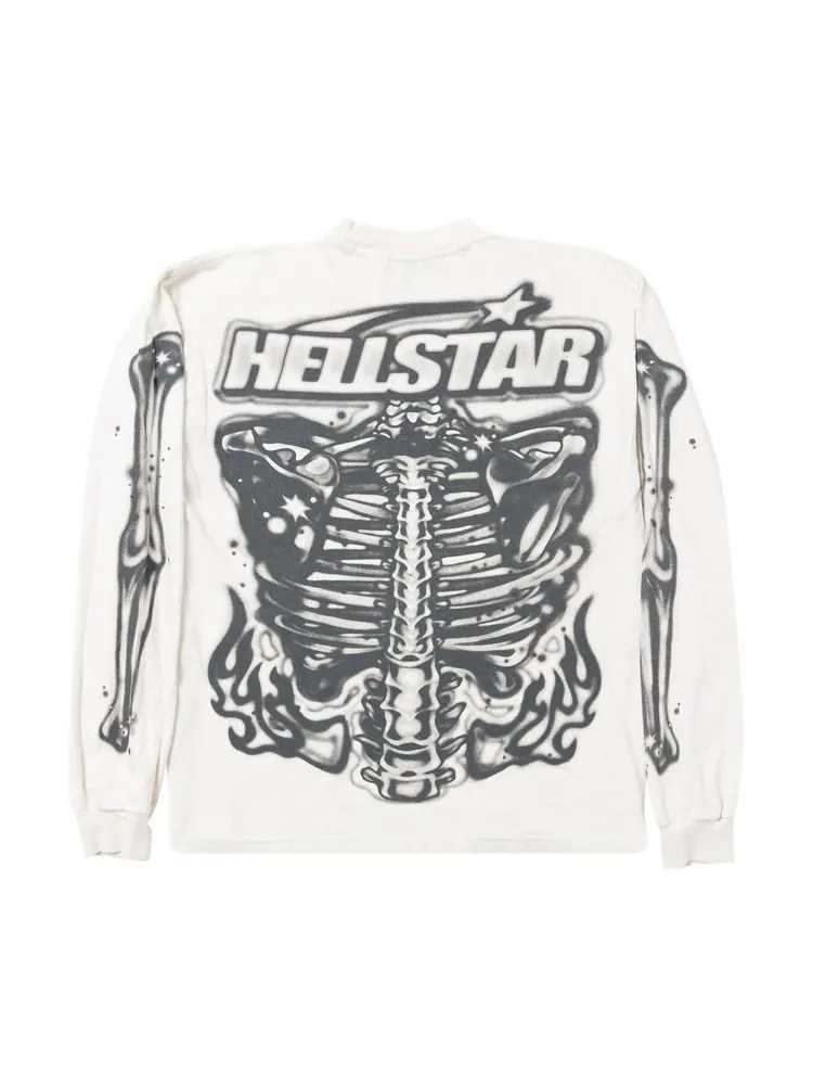 Лонгслив Hellstar Airbrush Bones Long-Sleeve 'White' — изображение 2 из 2, белый