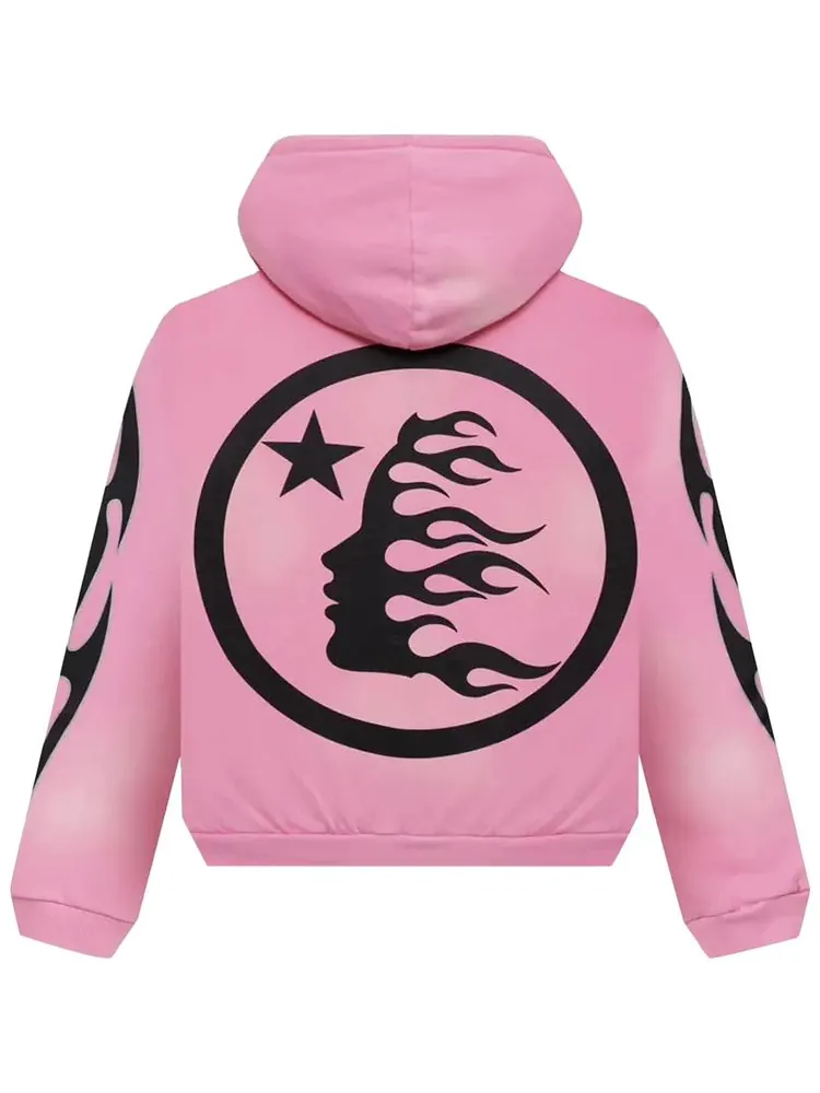 Худи Hellstar Sports Flame Zip Up Hoodie 'Pink' — изображение 2 из 2, розовый