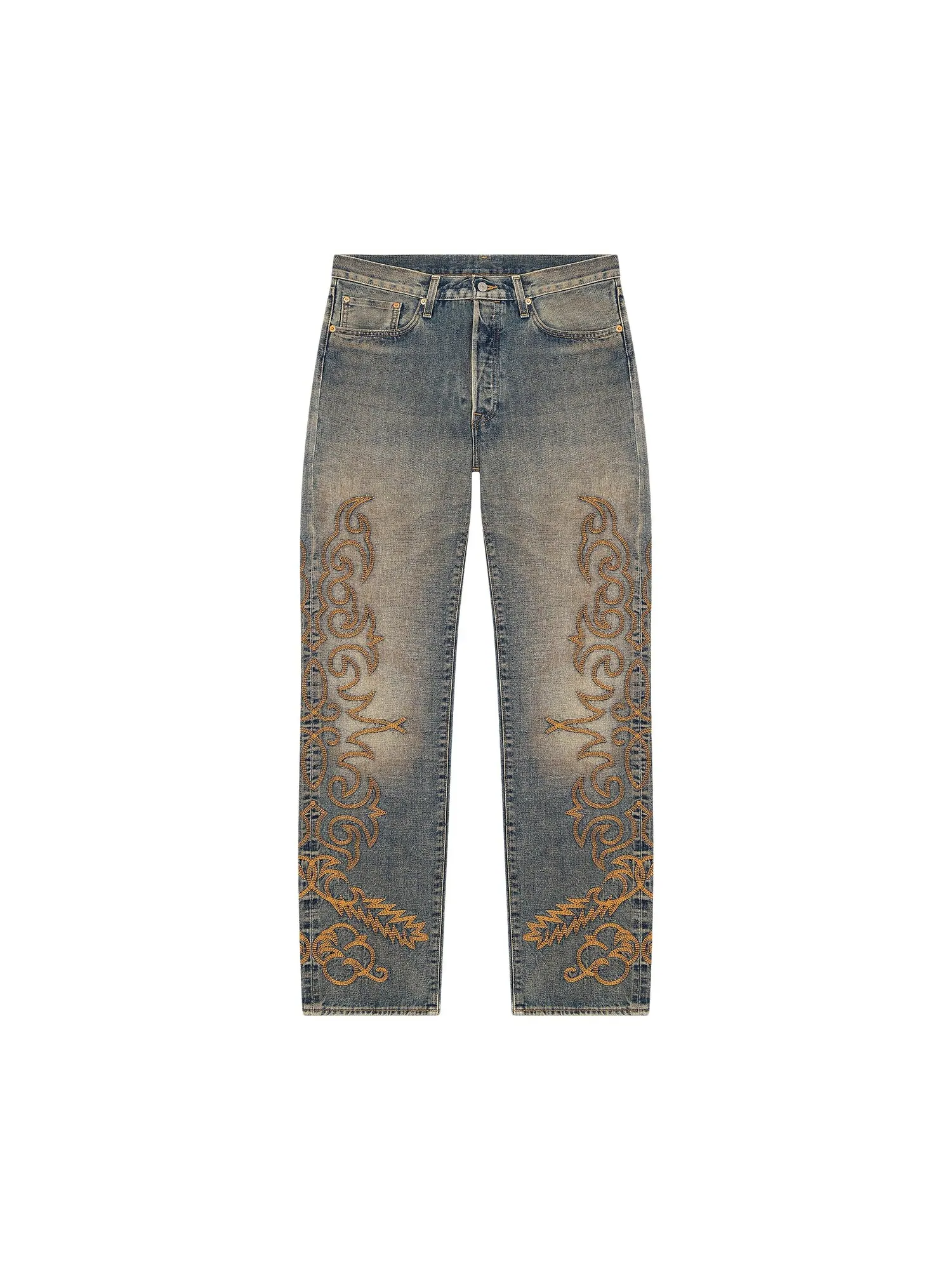 Джинсы Levis x Denim Tears Western Stitch 501 Worn Indigo — изображение 1 из 2, индиго