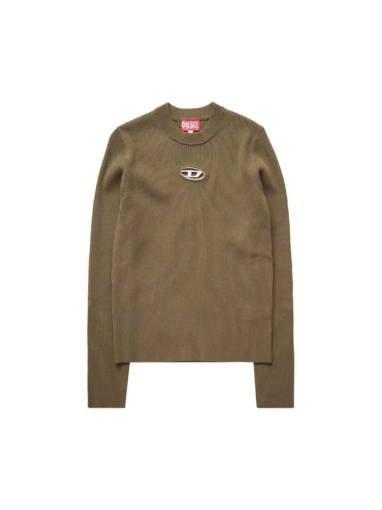 Свитер Diesel Ribbed Logo Crewneck Sweater — изображение 1 из 3, зеленый